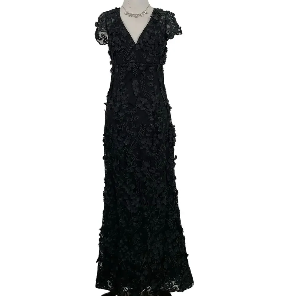 Women Short Sleeve Formal Party Cocktail Black Tie Petal Gown Dress Size 0 - Picture 1 of 10